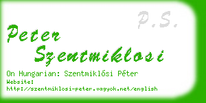 peter szentmiklosi business card