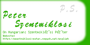 peter szentmiklosi business card